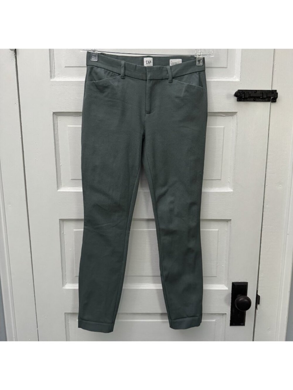Gap Signature Skinny Ankle Pants Women 0 District Green Stretch Cotton Cuffed